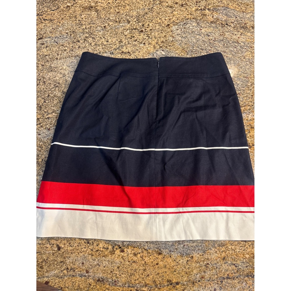 Talbots Womens Navy Blue Nautical Sailboat Mini Skirt Size 8 Red White Coastal - Picture 3 of 7